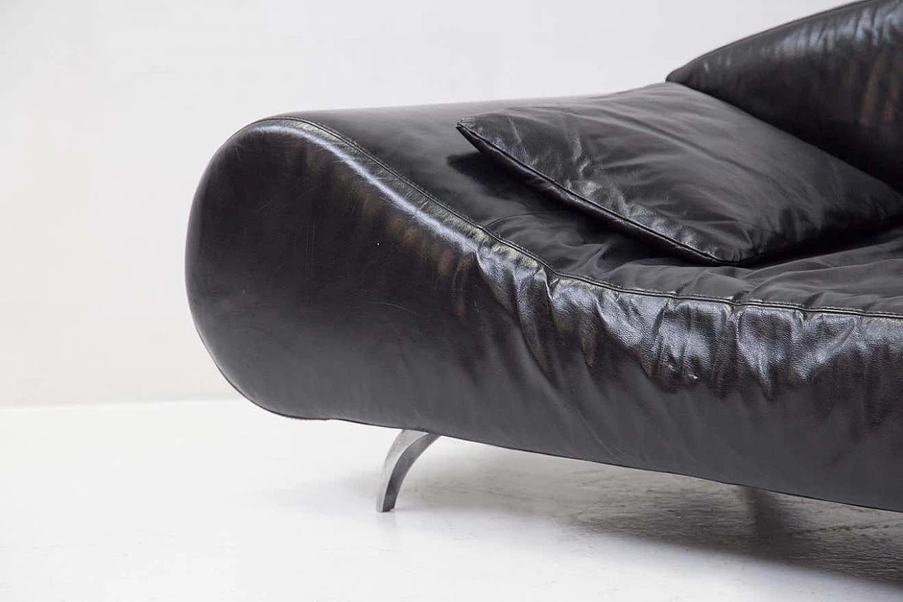 Black leatherette sofa with semi-curved seat, 2000s 2