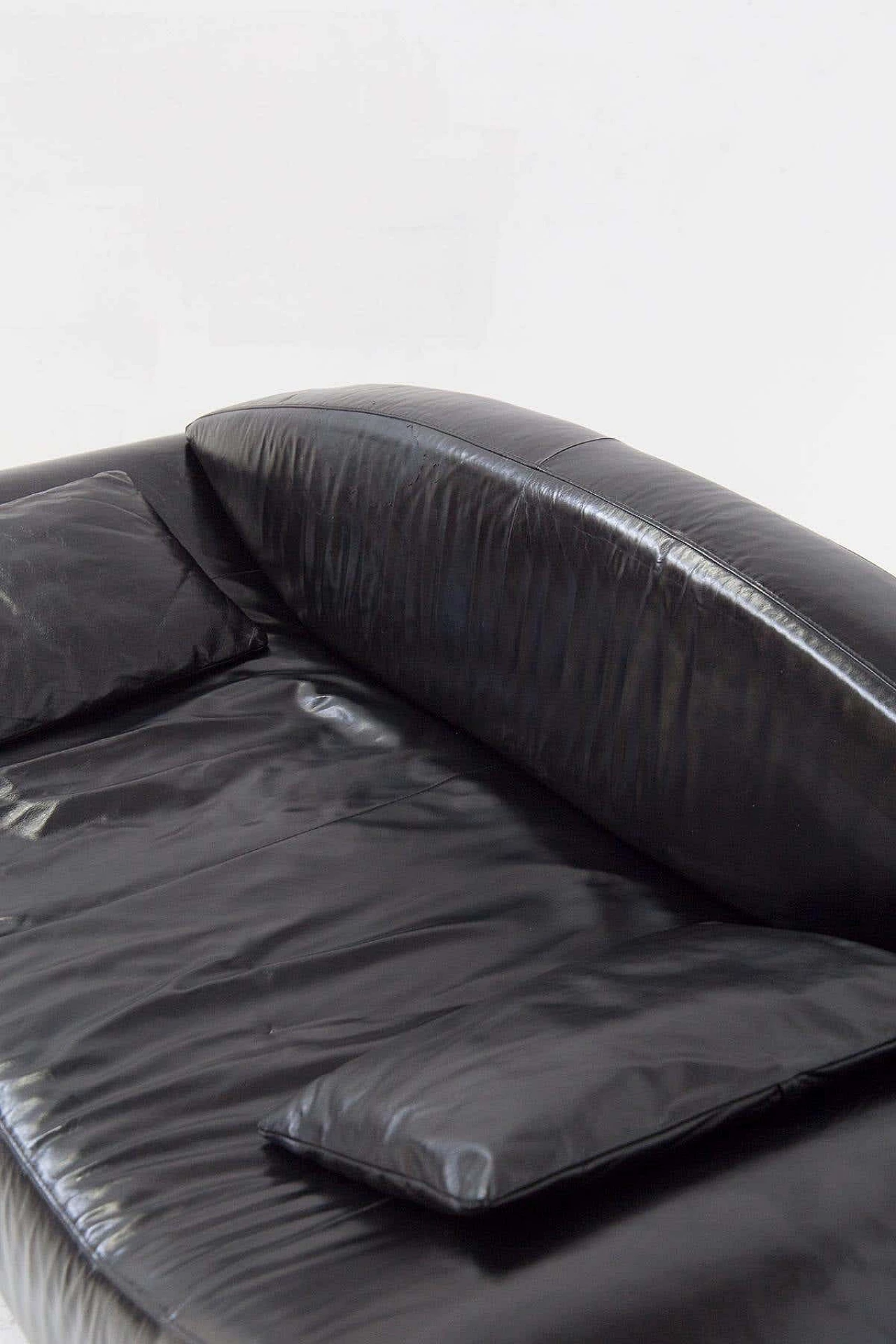 Black leatherette sofa with semi-curved seat, 2000s 6