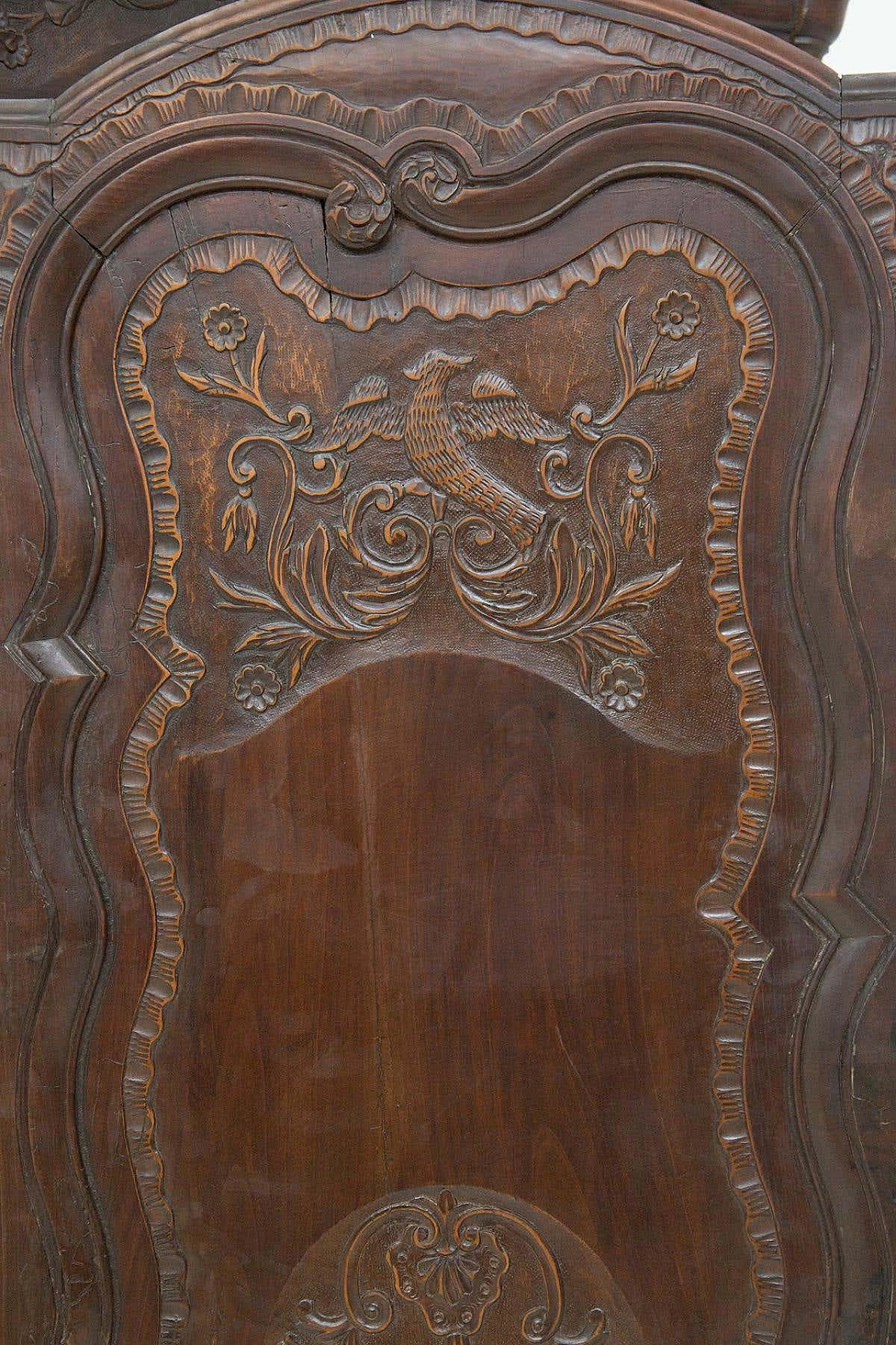 Louis XV single-door wooden wardrobe with inlays, 18th century 4