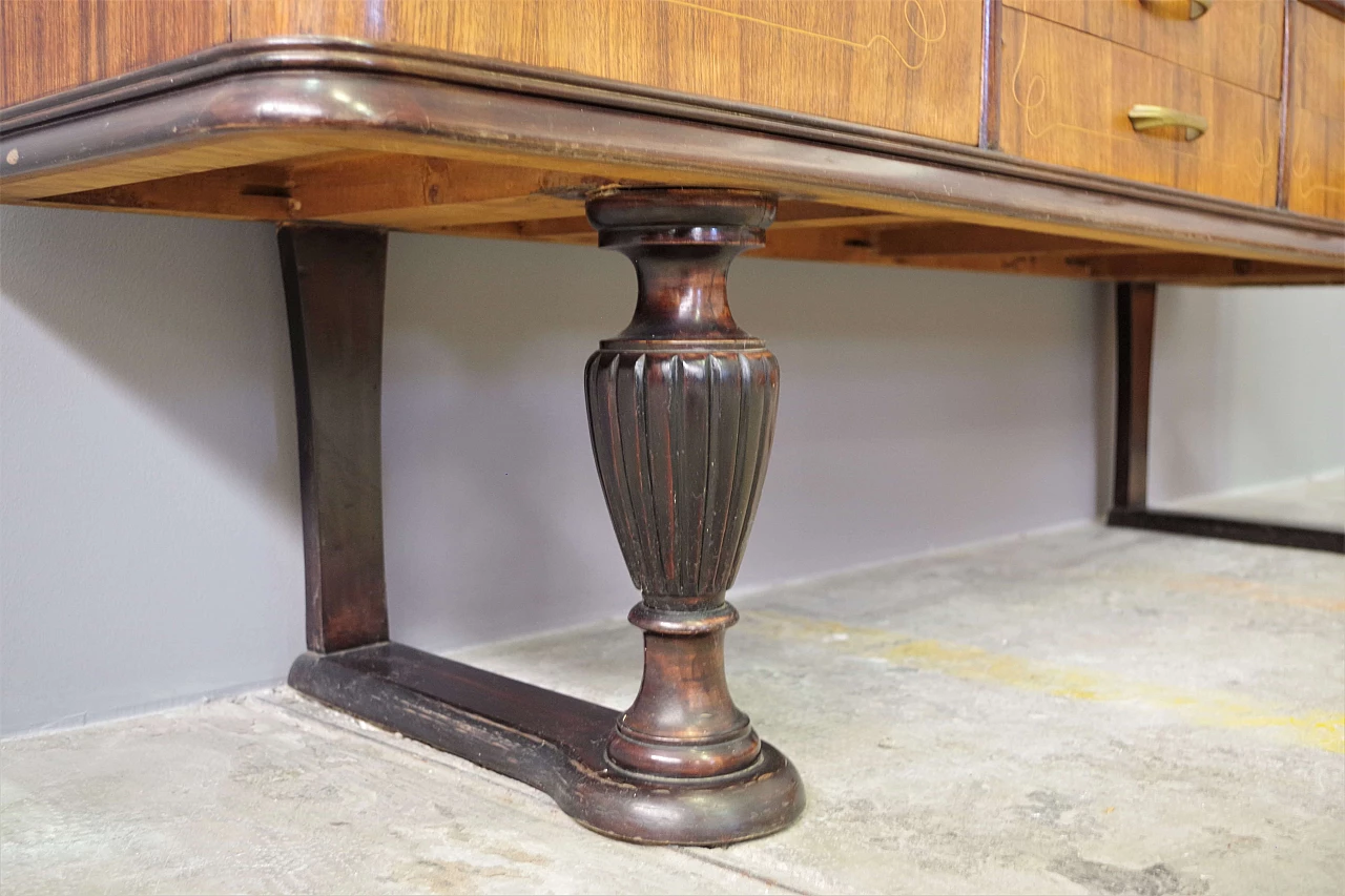 Sideboard with cherry wood veneer and decorated doors, 1950s 7