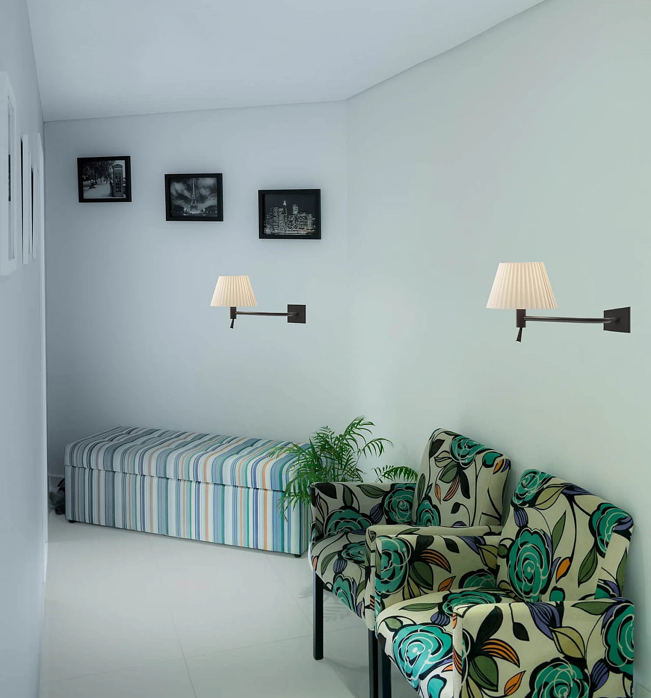 Christie E17 wall lamp in acrylic and pleated fabric 2