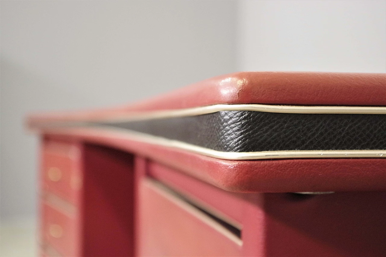 Desk in burgundy leather by Umberto Mascagni, 1950s 8