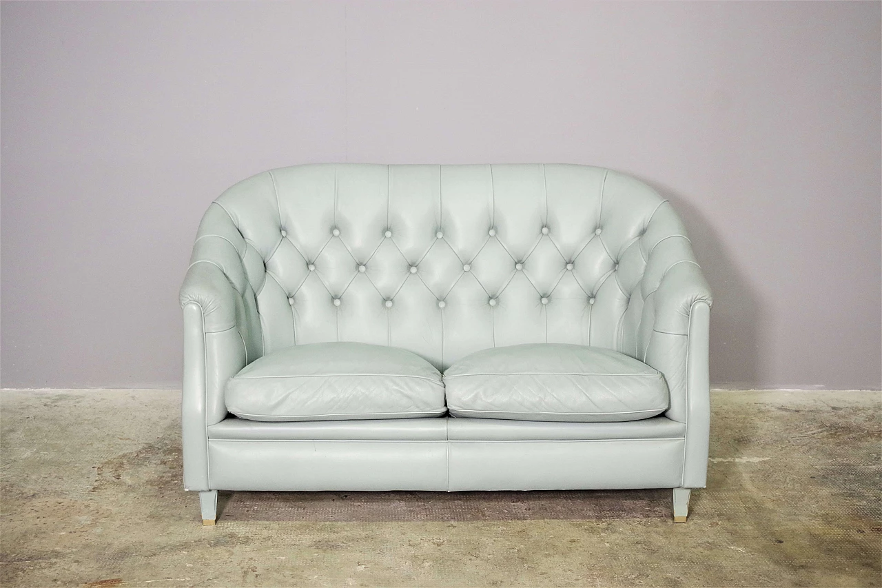 Divano a due posti in pelle di Valdichienti, anni '80 1