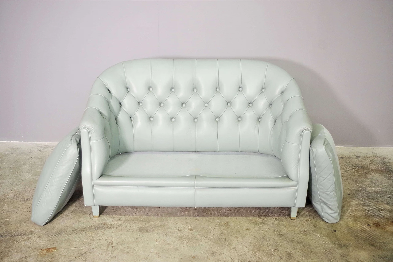 Divano a due posti in pelle di Valdichienti, anni '80 5