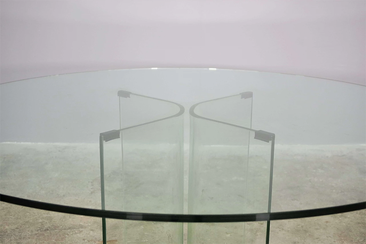 Round table in toughened glass, 1980s 4