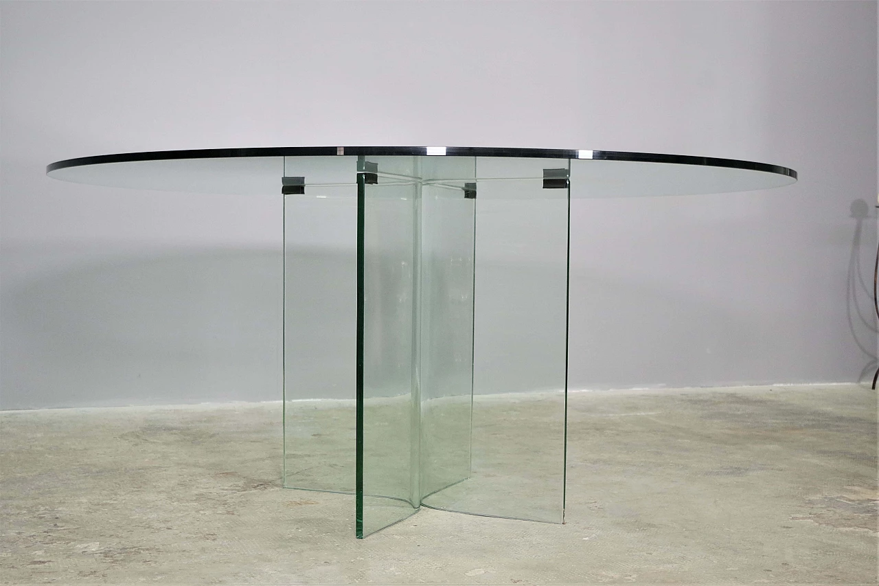 Round table in toughened glass, 1980s 6