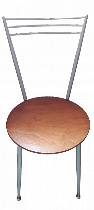 4 Chairs in iron with cherry wood seat by Calligaris, 1980s