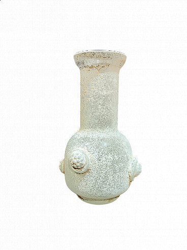 White Scavo glass vase by Vittorio Rigattieri for Seguso, 1970s