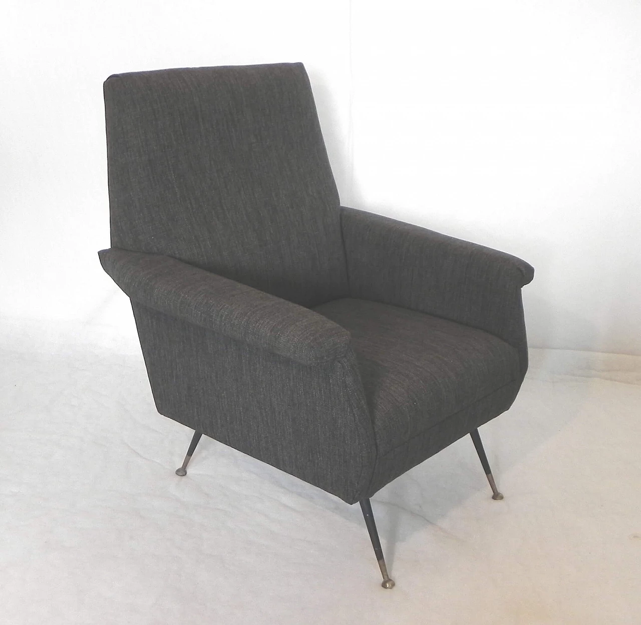 Gray fabric armchair in the style of Marco Zanuso, 1960s 1