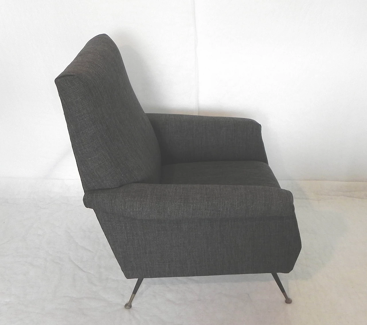 Gray fabric armchair in the style of Marco Zanuso, 1960s 2