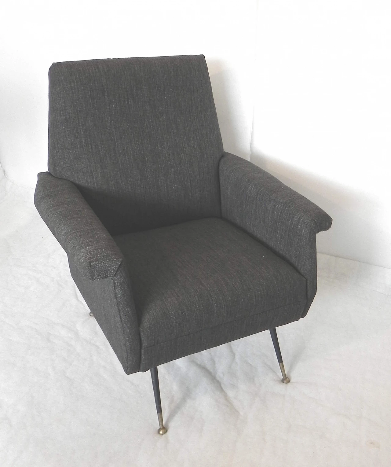 Gray fabric armchair in the style of Marco Zanuso, 1960s 6