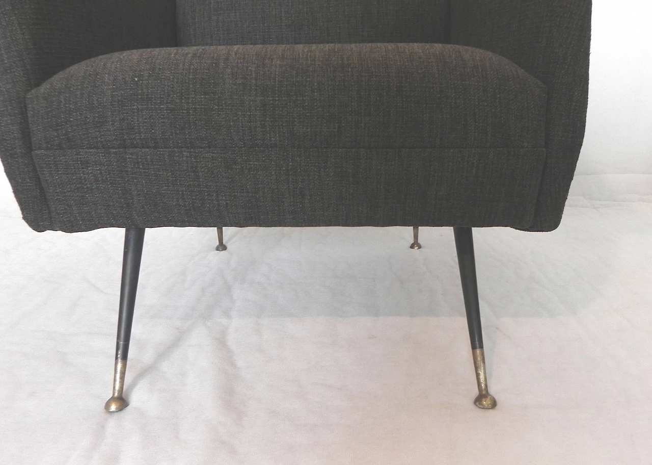 Gray fabric armchair in the style of Marco Zanuso, 1960s 8