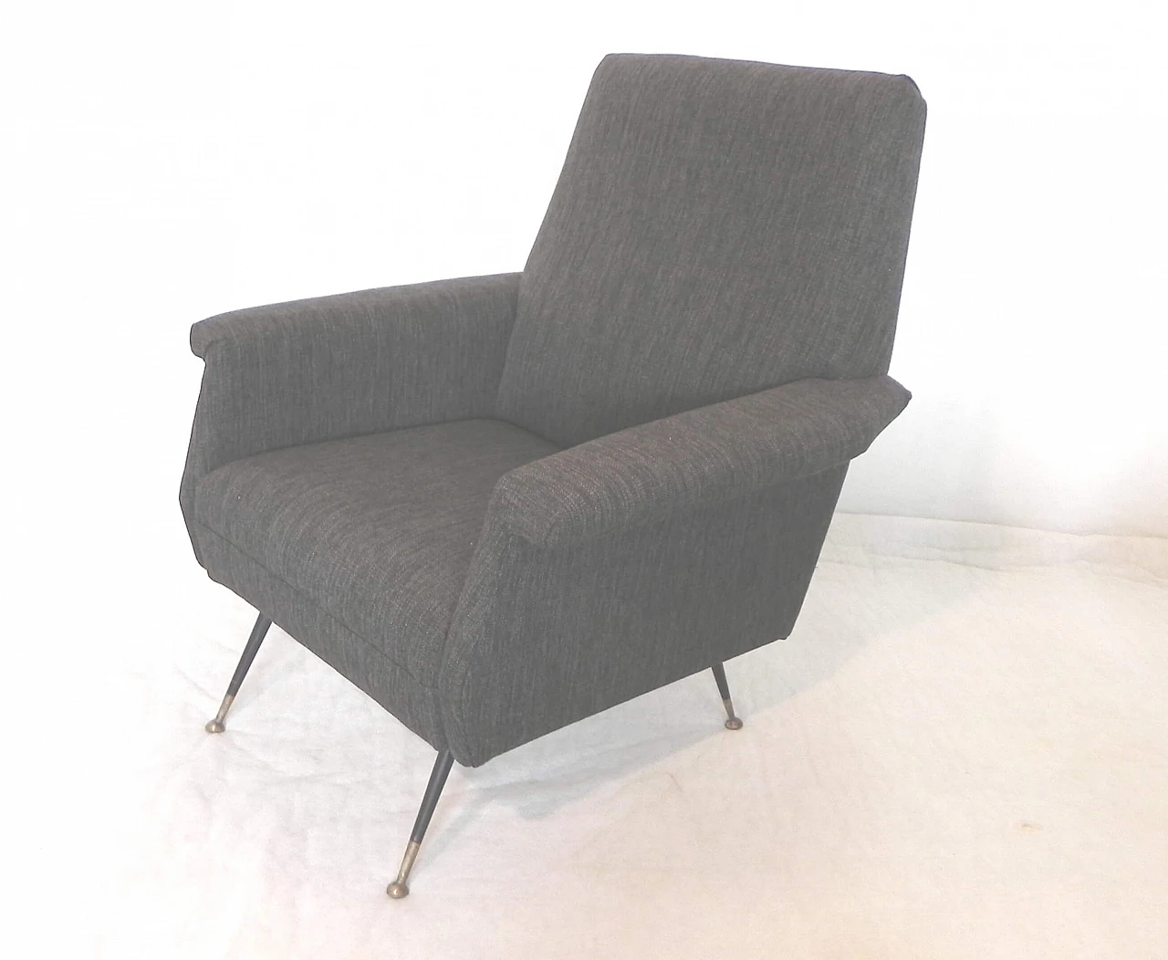 Gray fabric armchair in the style of Marco Zanuso, 1960s 9