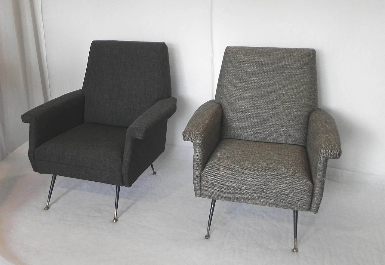 Gray fabric armchair in the style of Marco Zanuso, 1960s 17