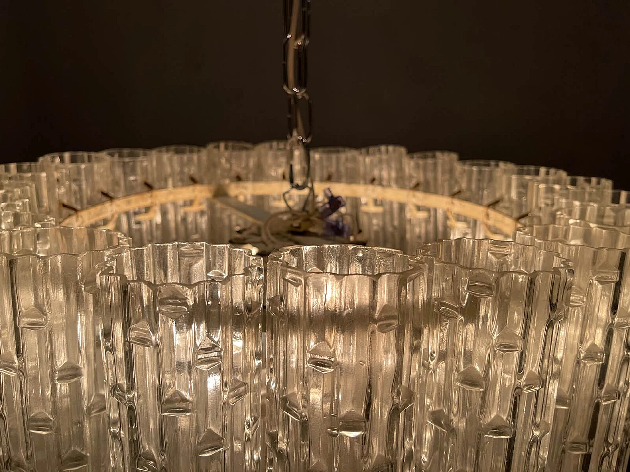 Chandelier in transparent blown glass, 1970s 7