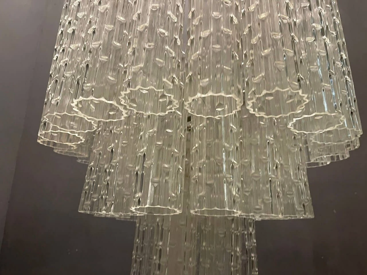 Chandelier in transparent blown glass, 1970s 9