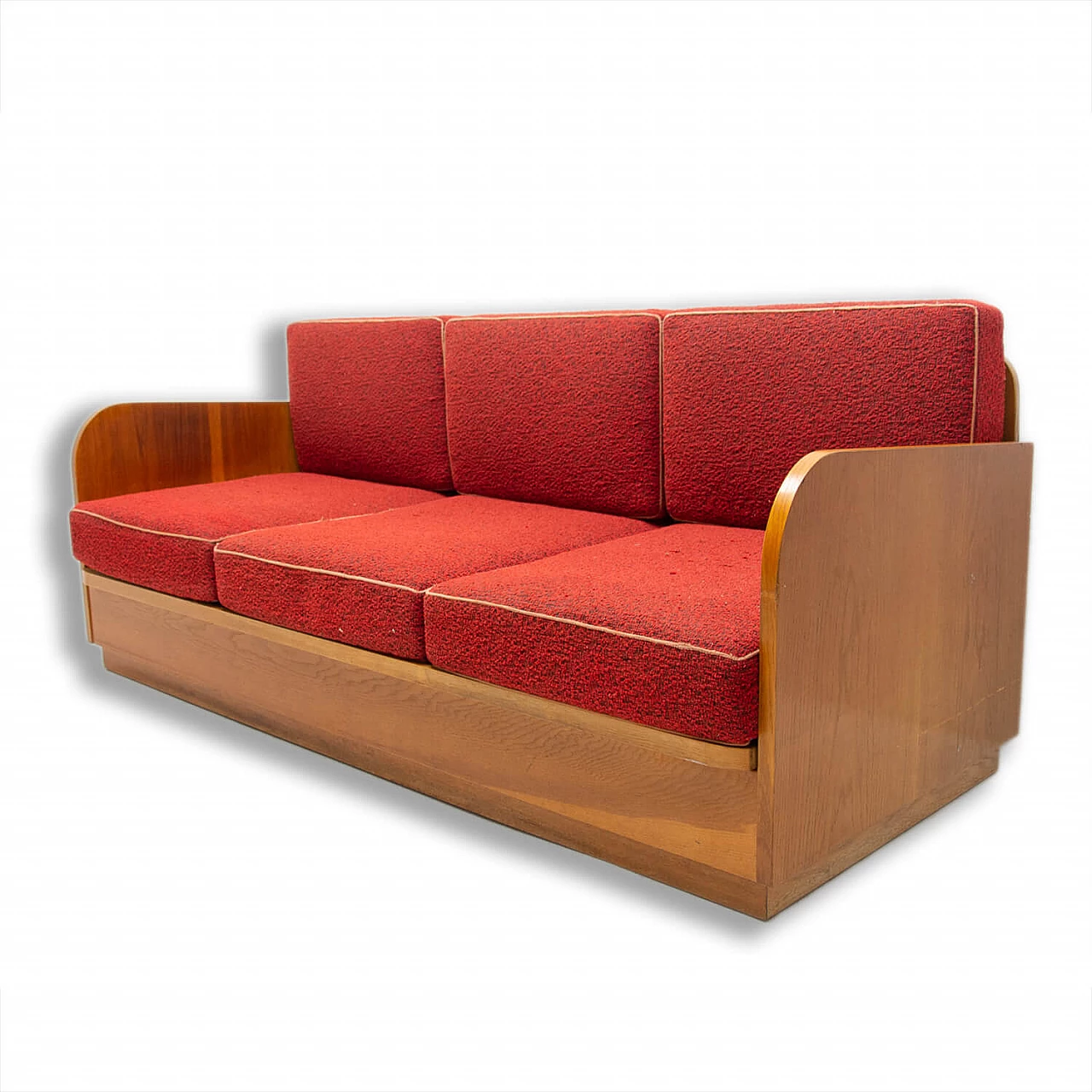 Sofa bed with beechwood veneer by Jitona, 1950s 1