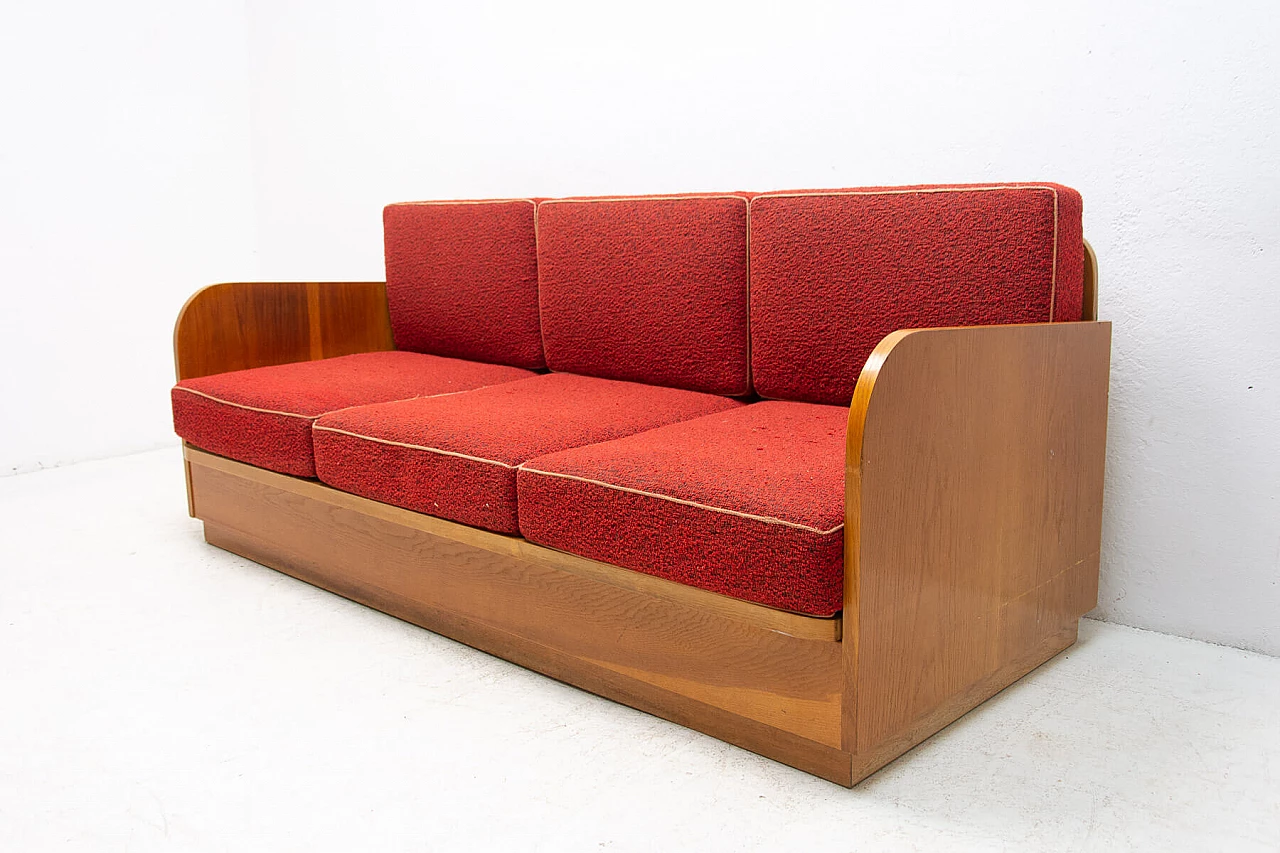 Sofa bed with beechwood veneer by Jitona, 1950s 2
