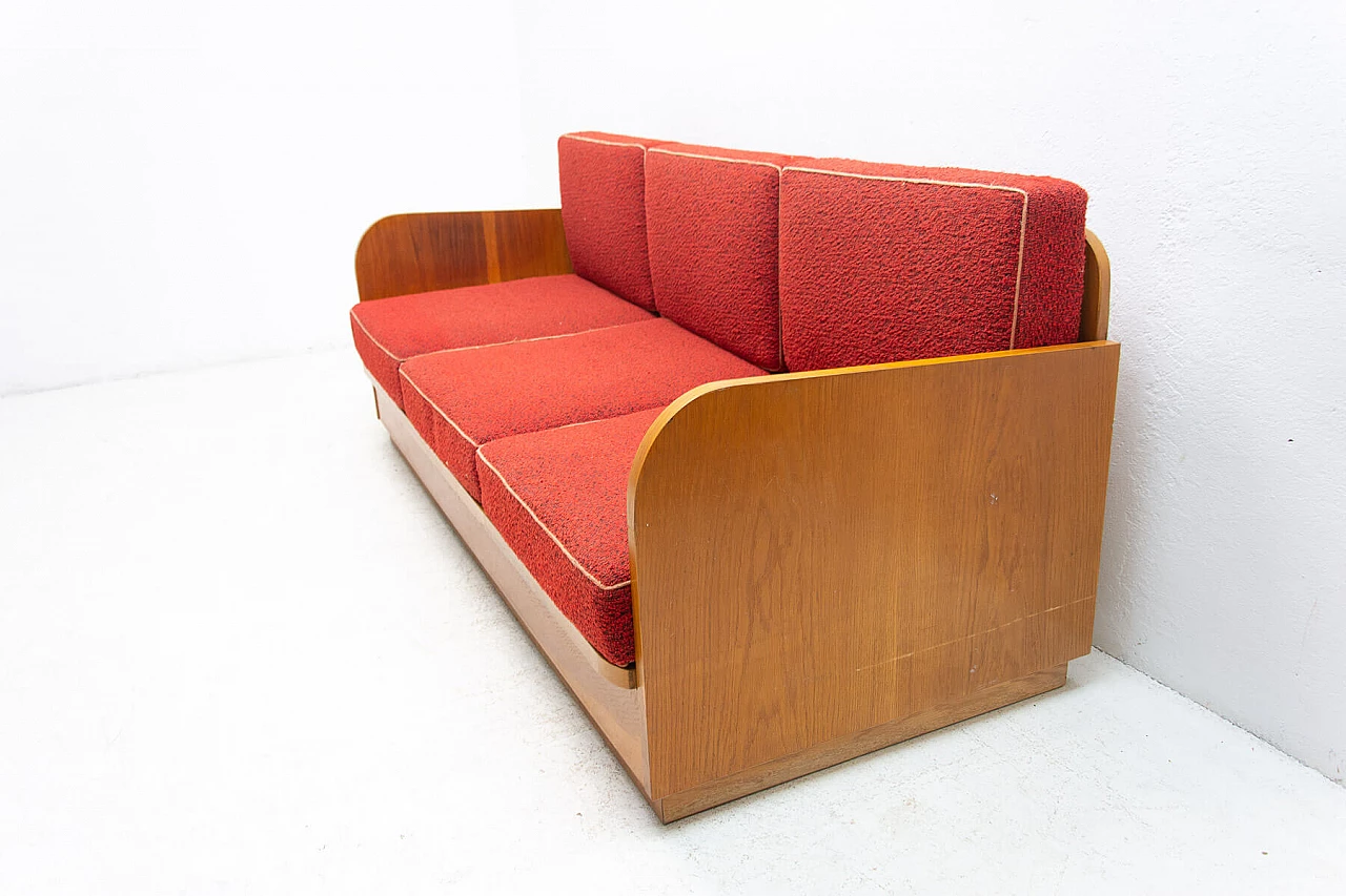 Sofa bed with beechwood veneer by Jitona, 1950s 3
