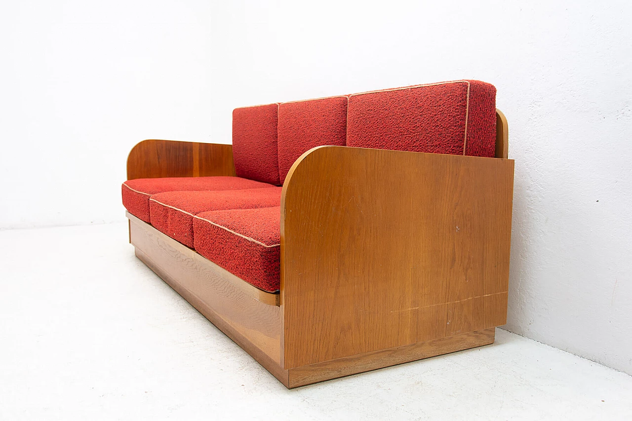 Sofa bed with beechwood veneer by Jitona, 1950s 4