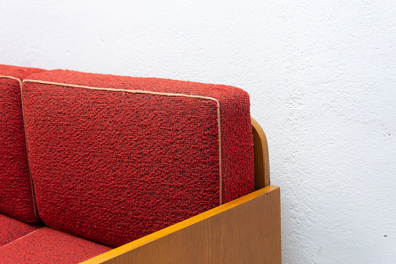 Sofa bed with beechwood veneer by Jitona, 1950s 5