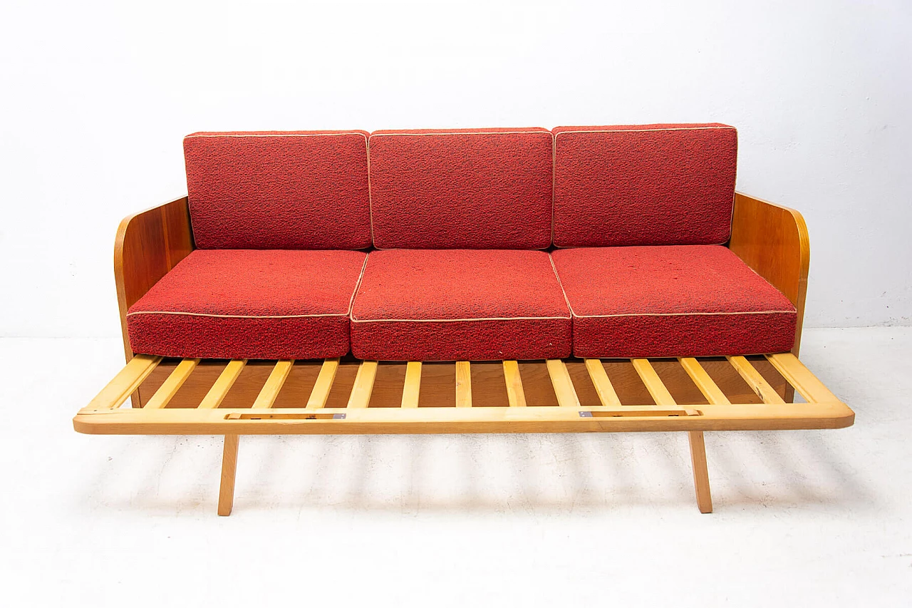 Sofa bed with beechwood veneer by Jitona, 1950s 9