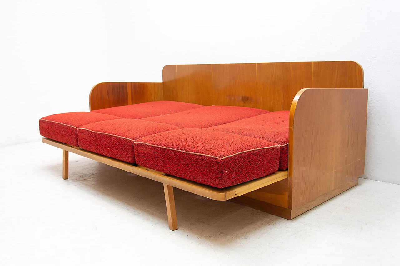 Sofa bed with beechwood veneer by Jitona, 1950s 14