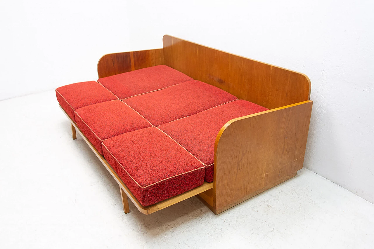 Sofa bed with beechwood veneer by Jitona, 1950s 15