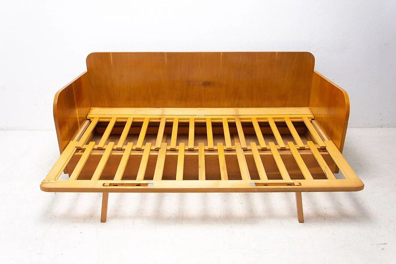 Sofa bed with beechwood veneer by Jitona, 1950s 16
