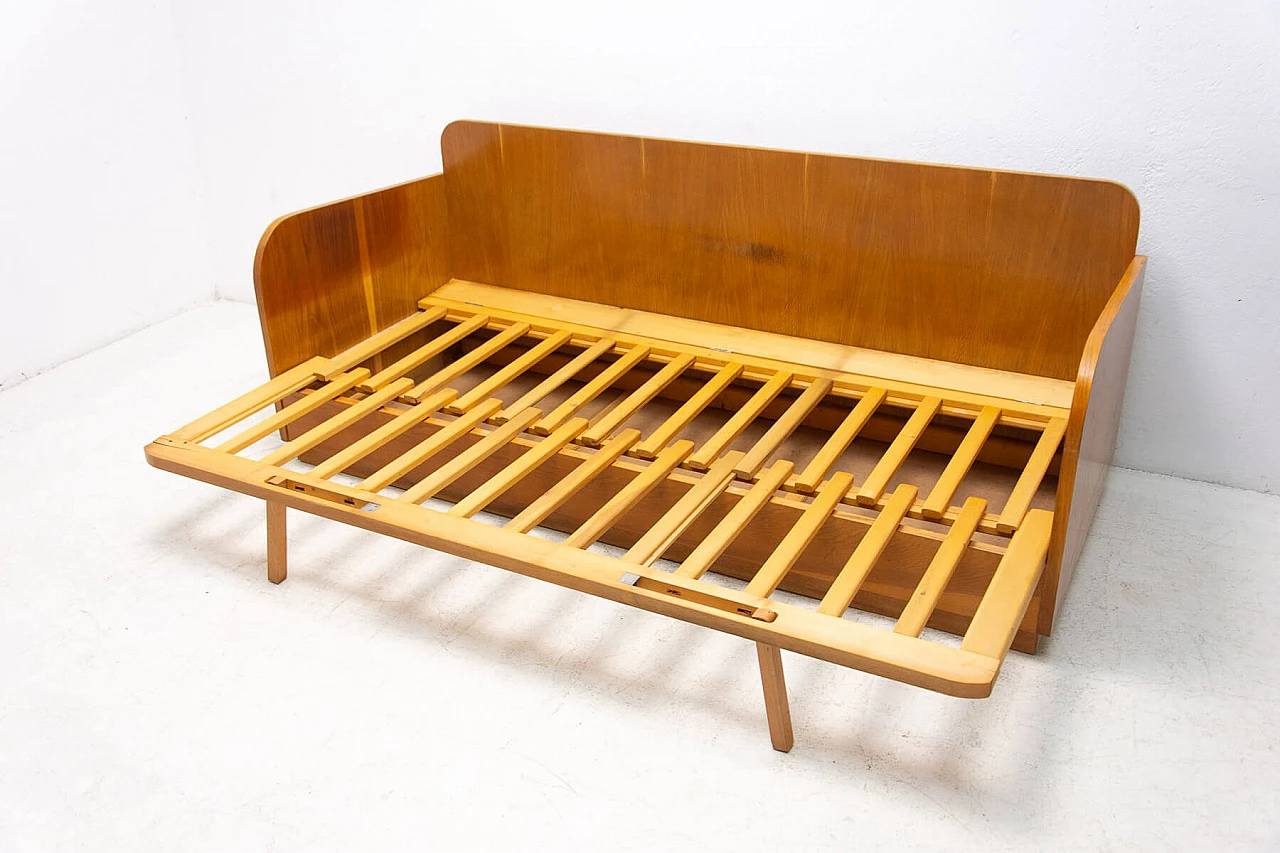 Sofa bed with beechwood veneer by Jitona, 1950s 17