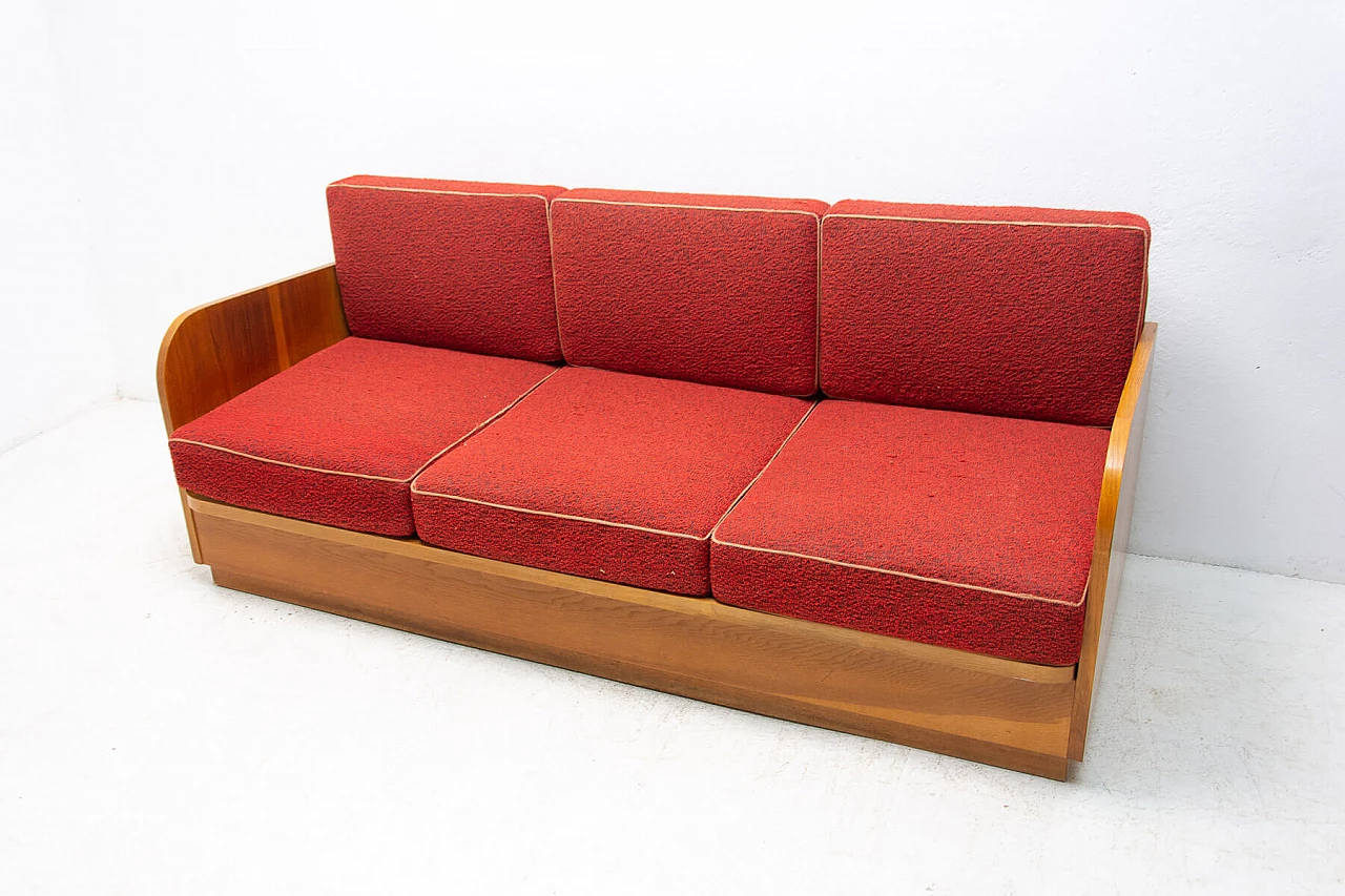 Sofa bed with beechwood veneer by Jitona, 1950s 22
