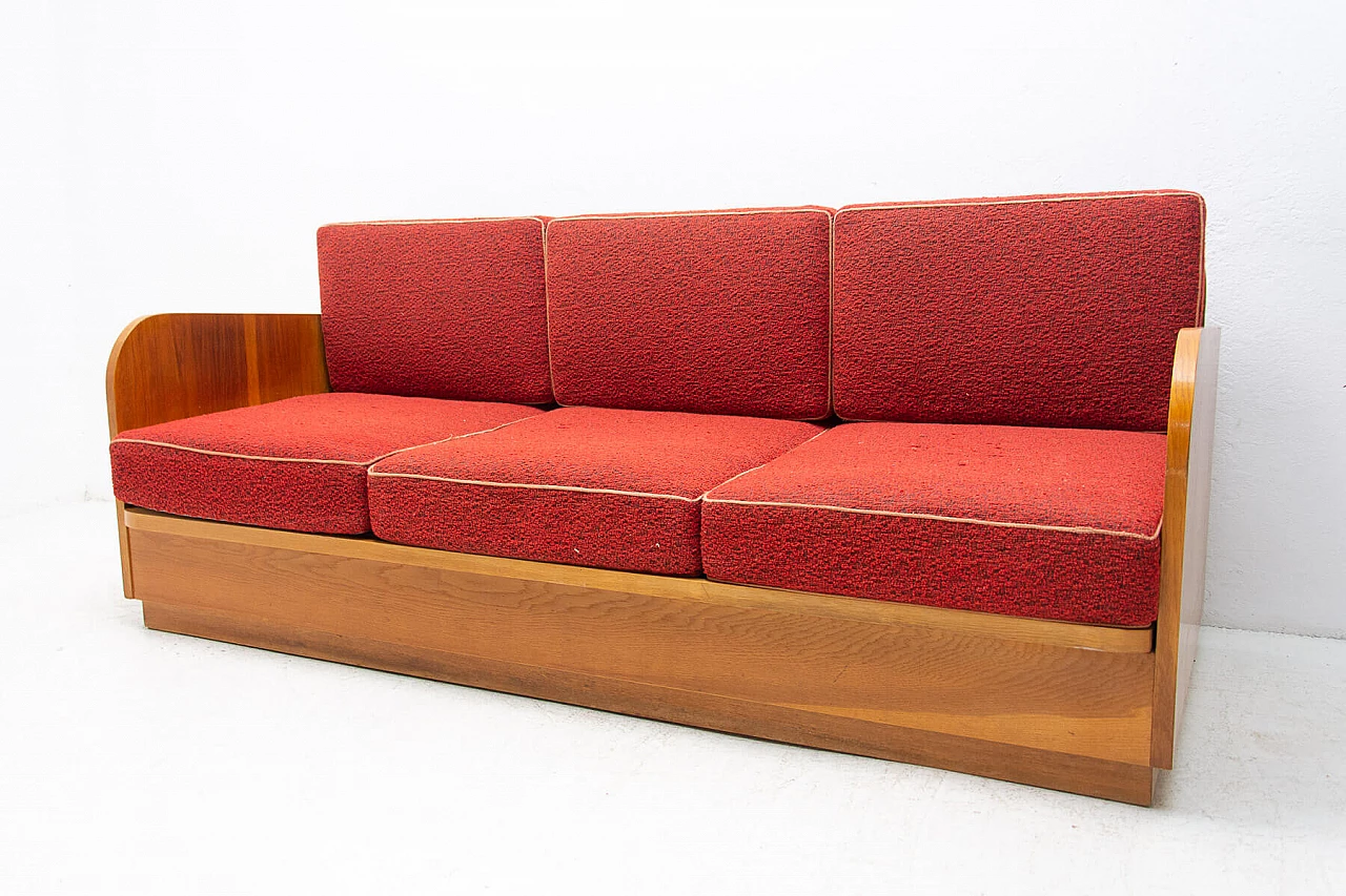 Sofa bed with beechwood veneer by Jitona, 1950s 23
