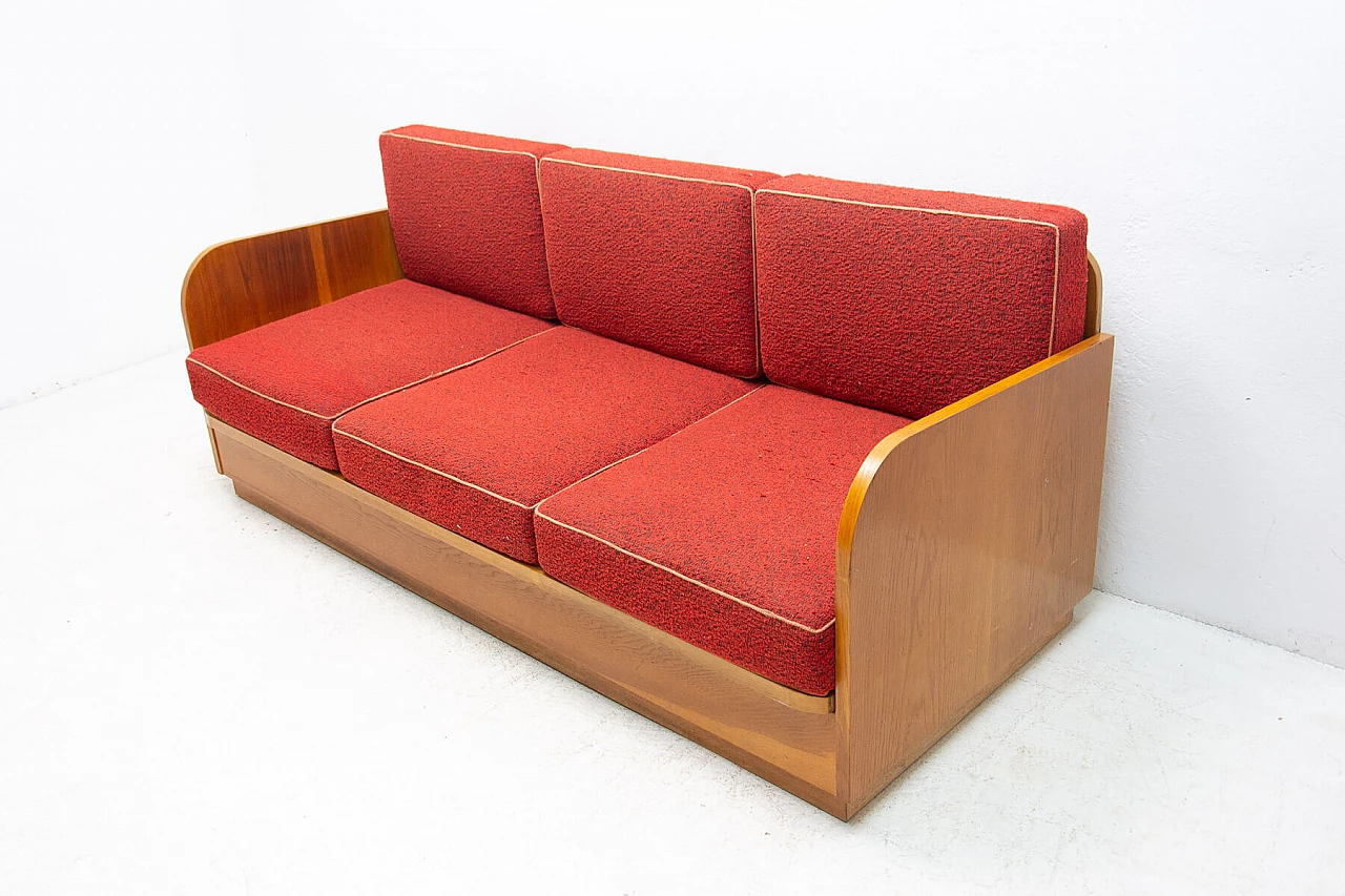 Sofa bed with beechwood veneer by Jitona, 1950s 24