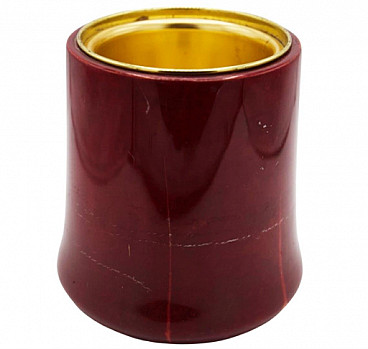 Ice bucket in red parchment by Giorgio Tura, 1950s