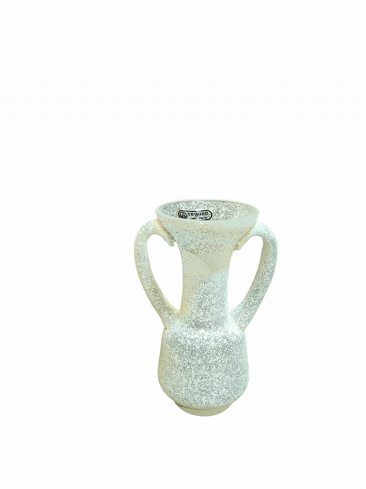 Vaso bianco in vetro Scavo di Seguso, anni '70 8