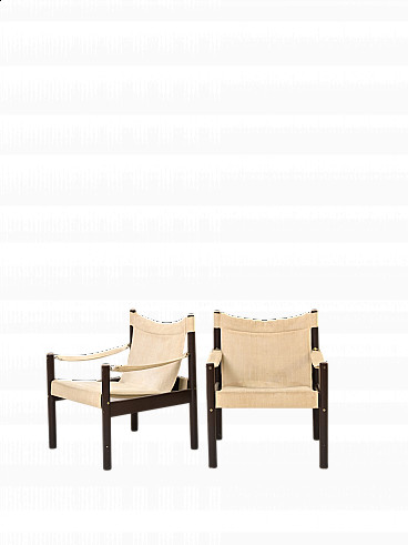Pair of Safari-chair style armchairs by Kaare Klint, 1930s