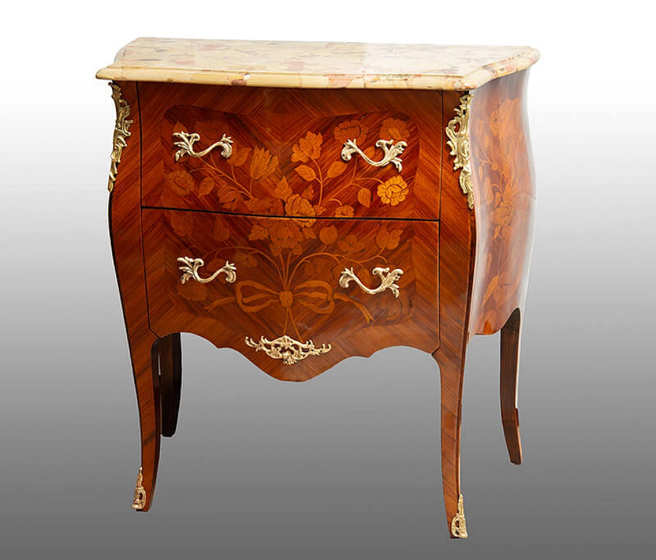 Comodino in stile Napoleone III in legno esotico pregiato, '800 1