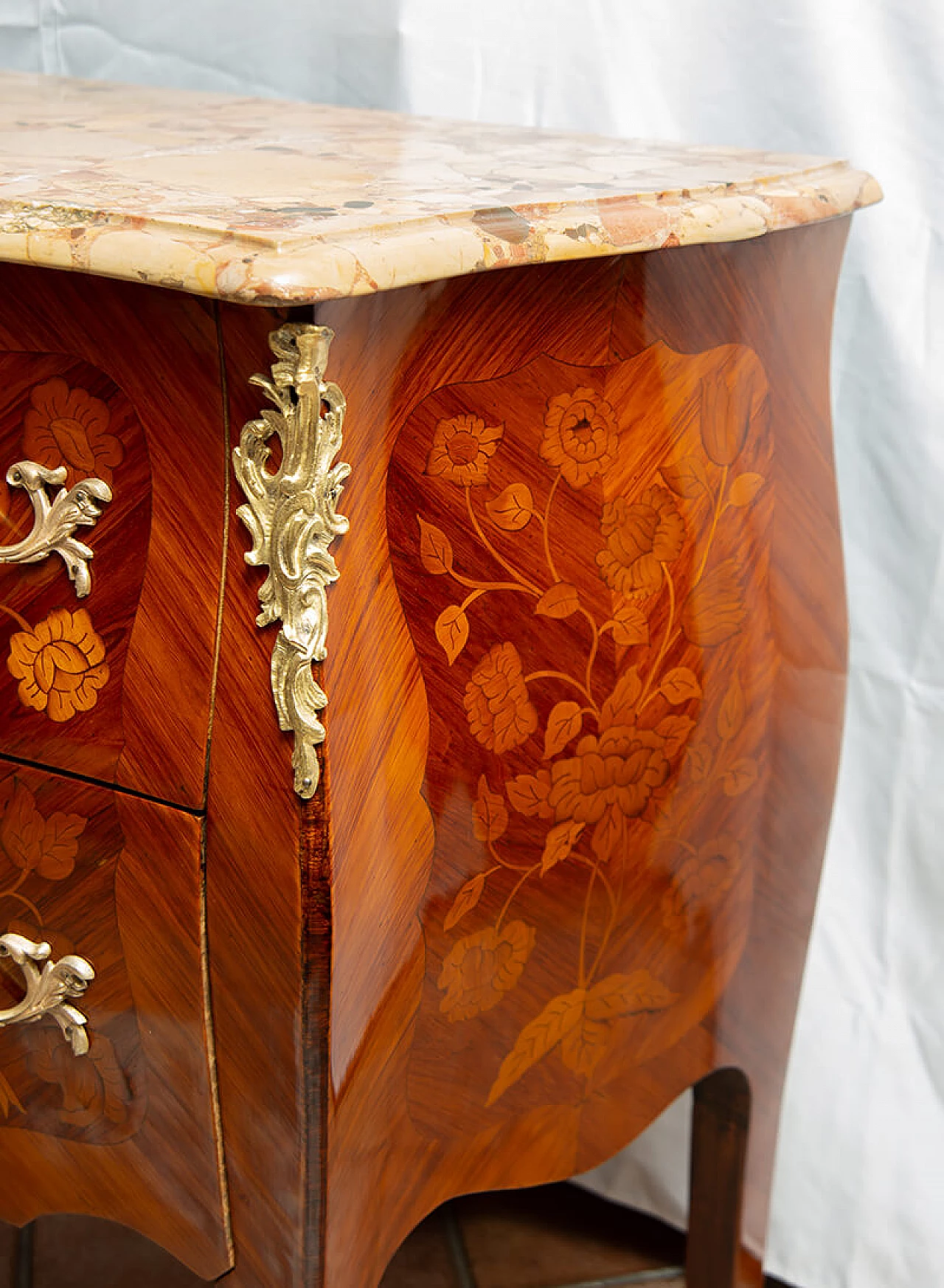Comodino in stile Napoleone III in legno esotico pregiato, '800 3