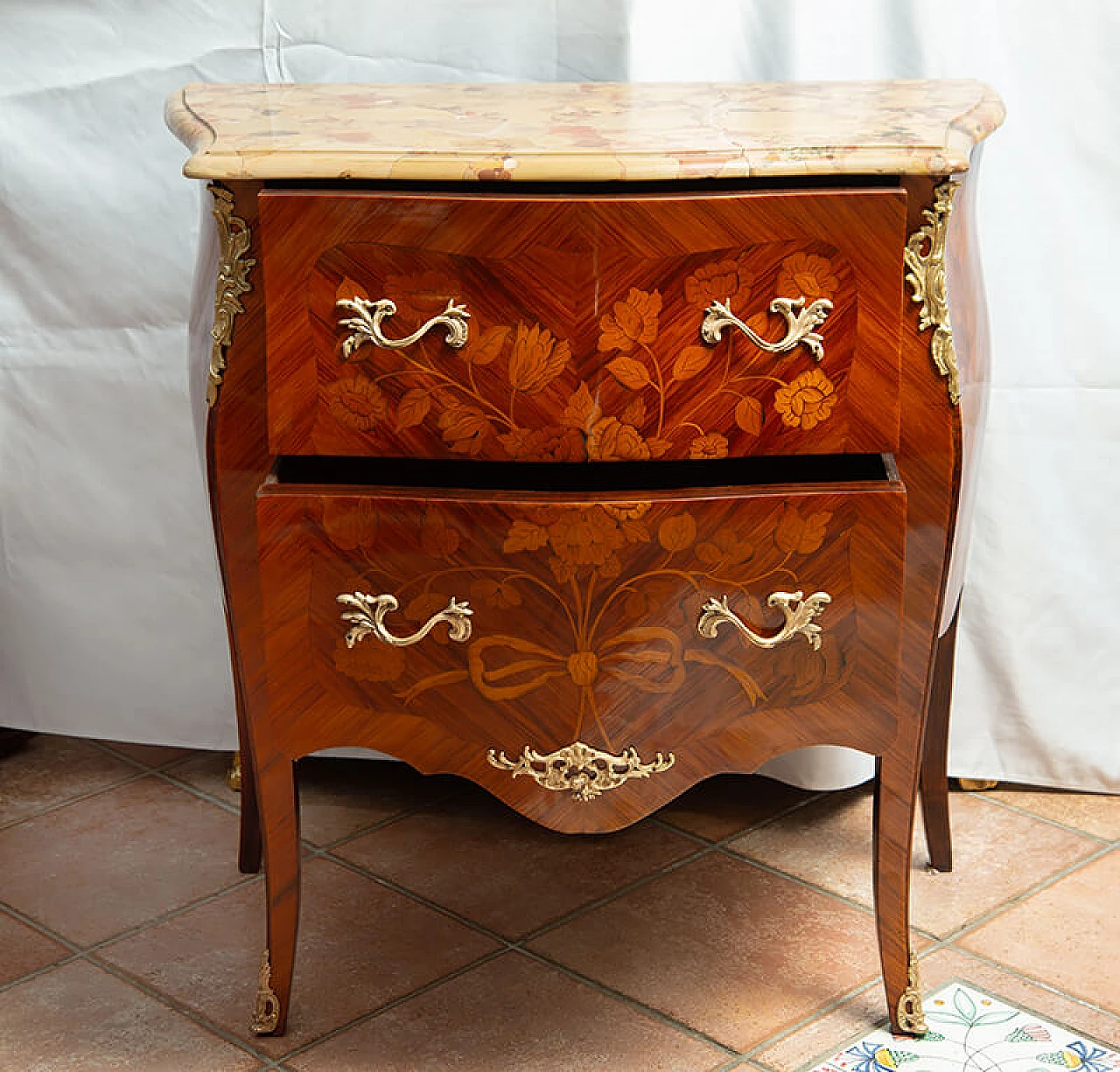 Napoleon III style bedside table in exotic fine wood, 19th century 5