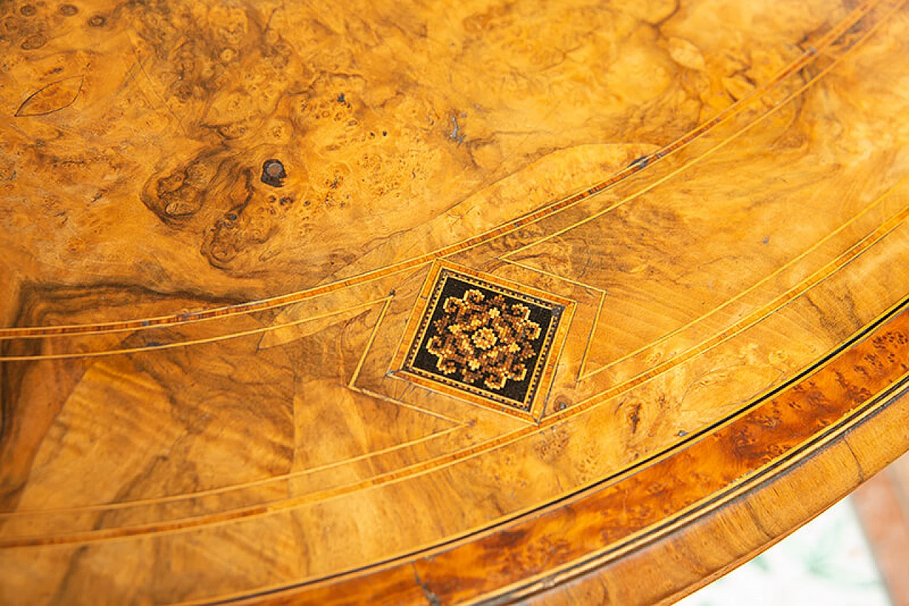 Victorian-style wing table in walnut burl, 19th century 4