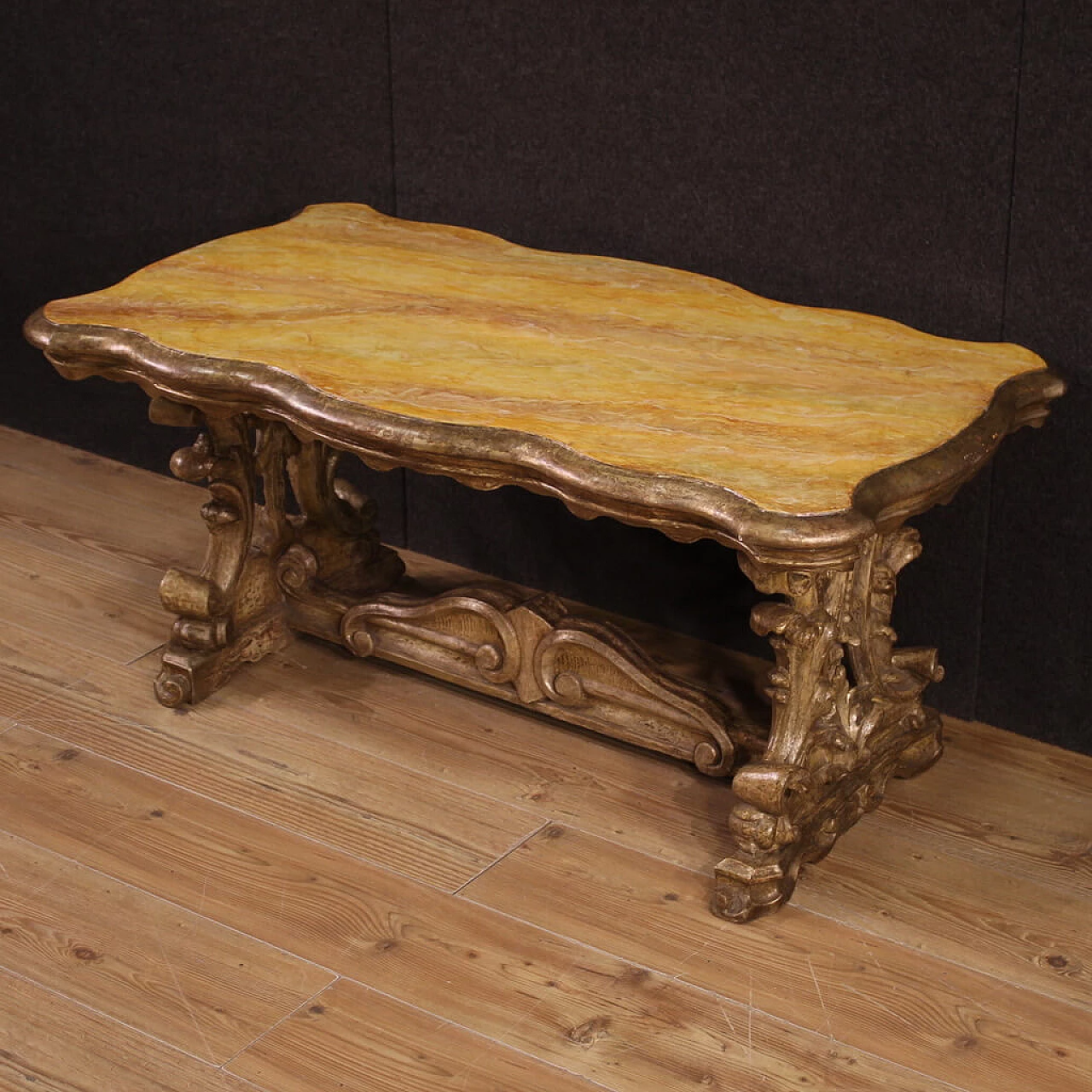 Carved and lacquered wooden coffee table, 1950s 4