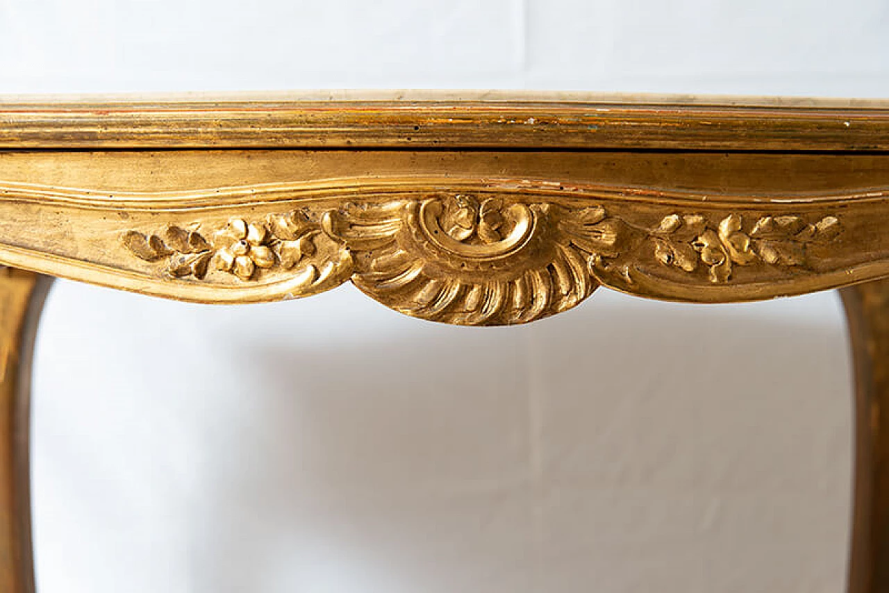 Napoleon III side table in gilded wood with marble top, late 19th century 3