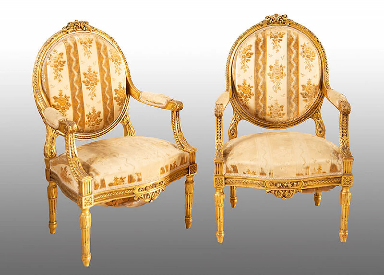 Napoleon III armchair in carved and gilded wood, late 19th century 1