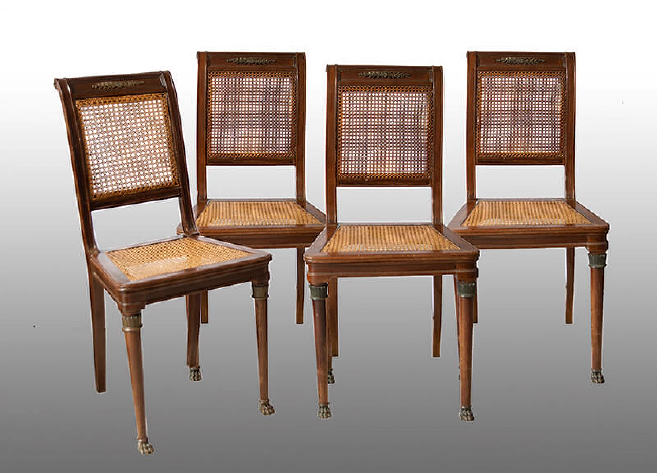 4 Chairs in solid mahogany and Vienna straw, second half of the 19th century 1