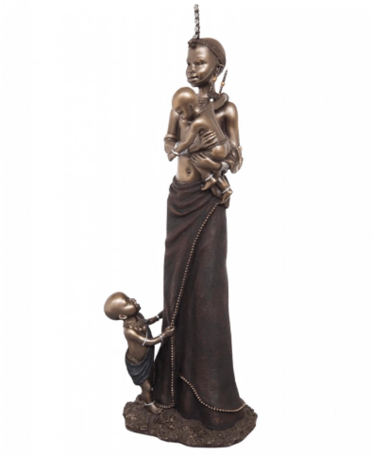 Scultura in resina di donna e bambini Masai 1