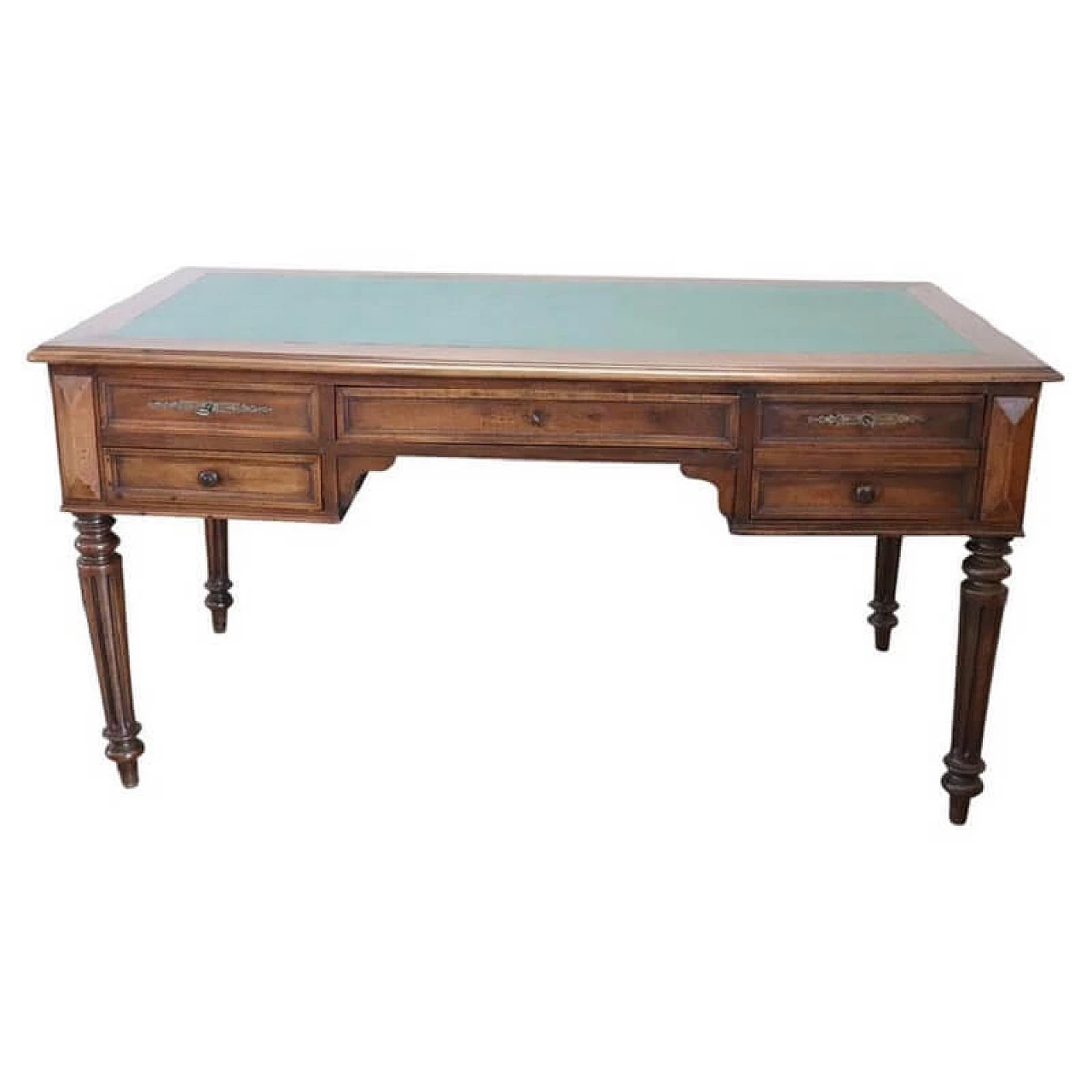 Louis Philippe solid walnut desk, second half of the 19th century 1
