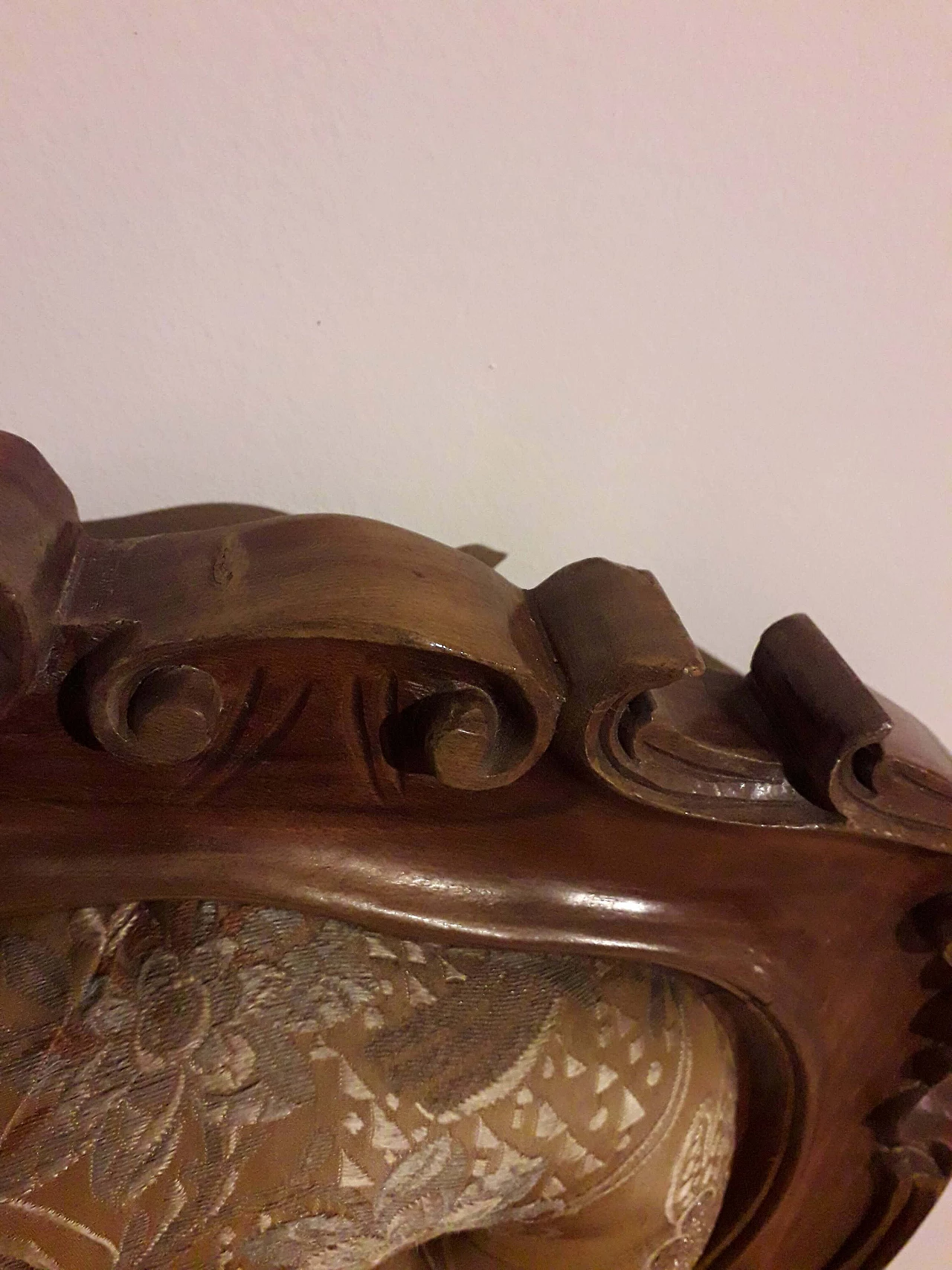 Testata per letto singolo in noce e tessuto in stile Barocco, anni '40 5