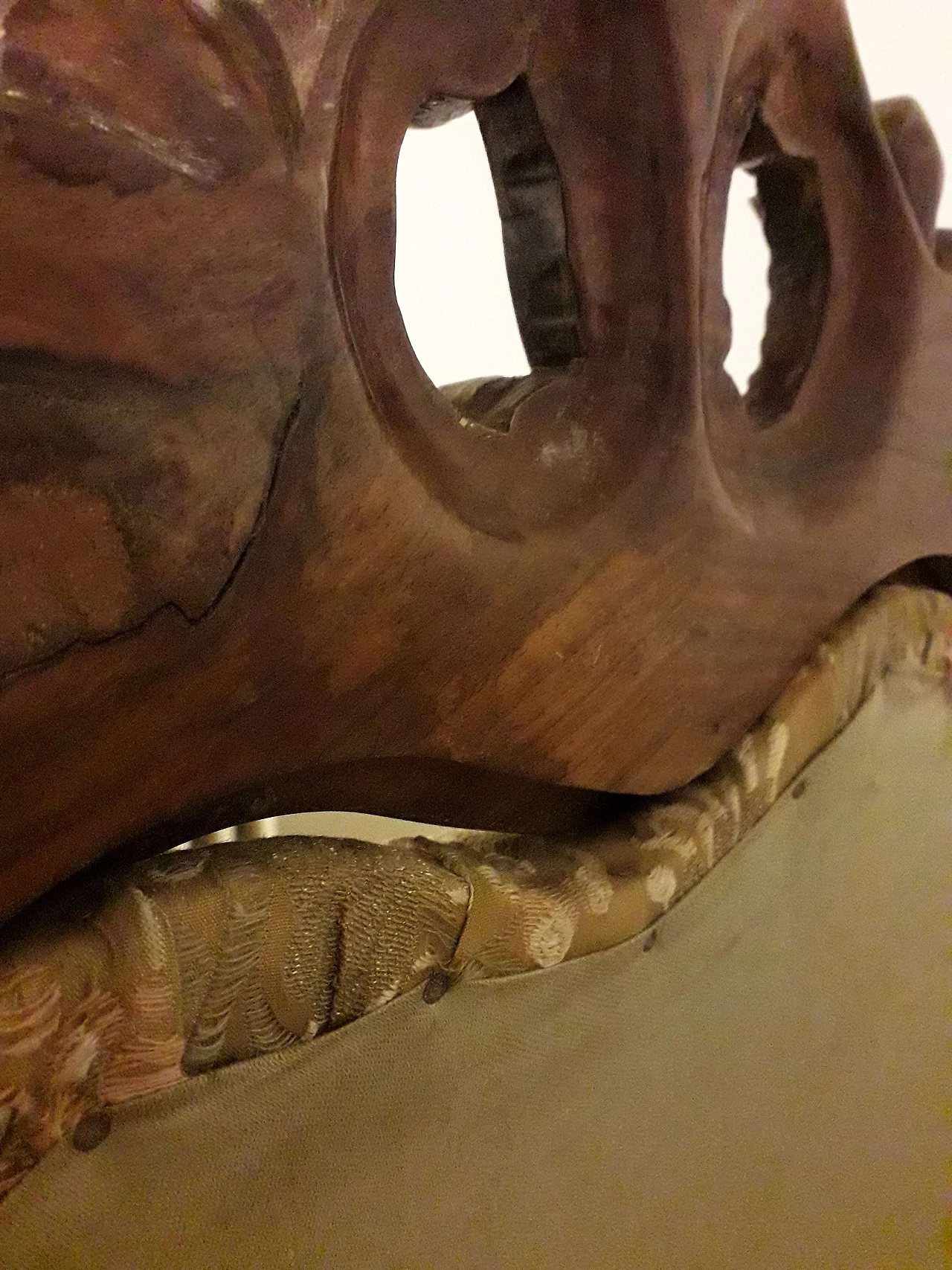 Testata per letto singolo in noce e tessuto in stile Barocco, anni '40 6