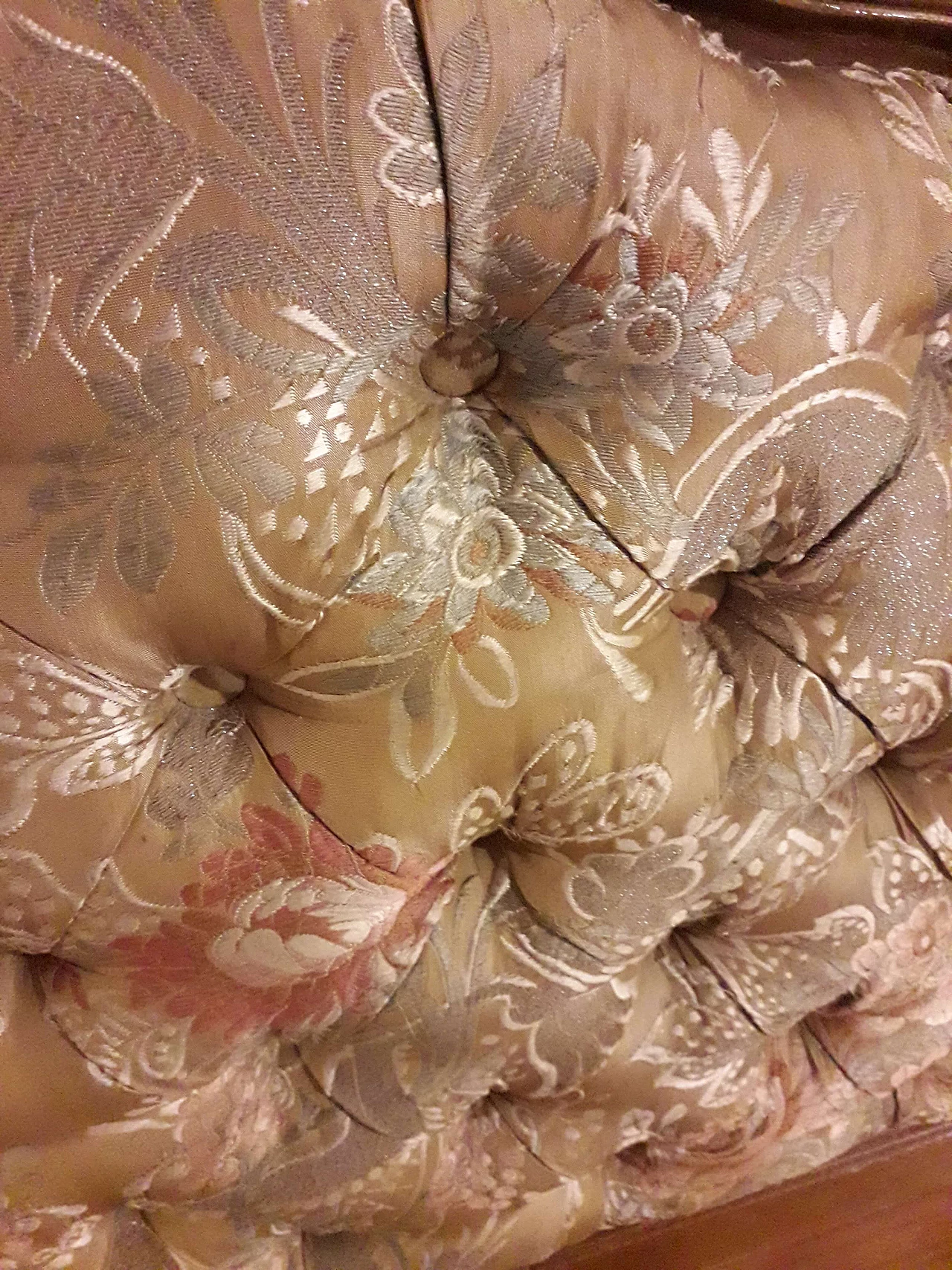 Testata per letto singolo in noce e tessuto in stile Barocco, anni '40 9