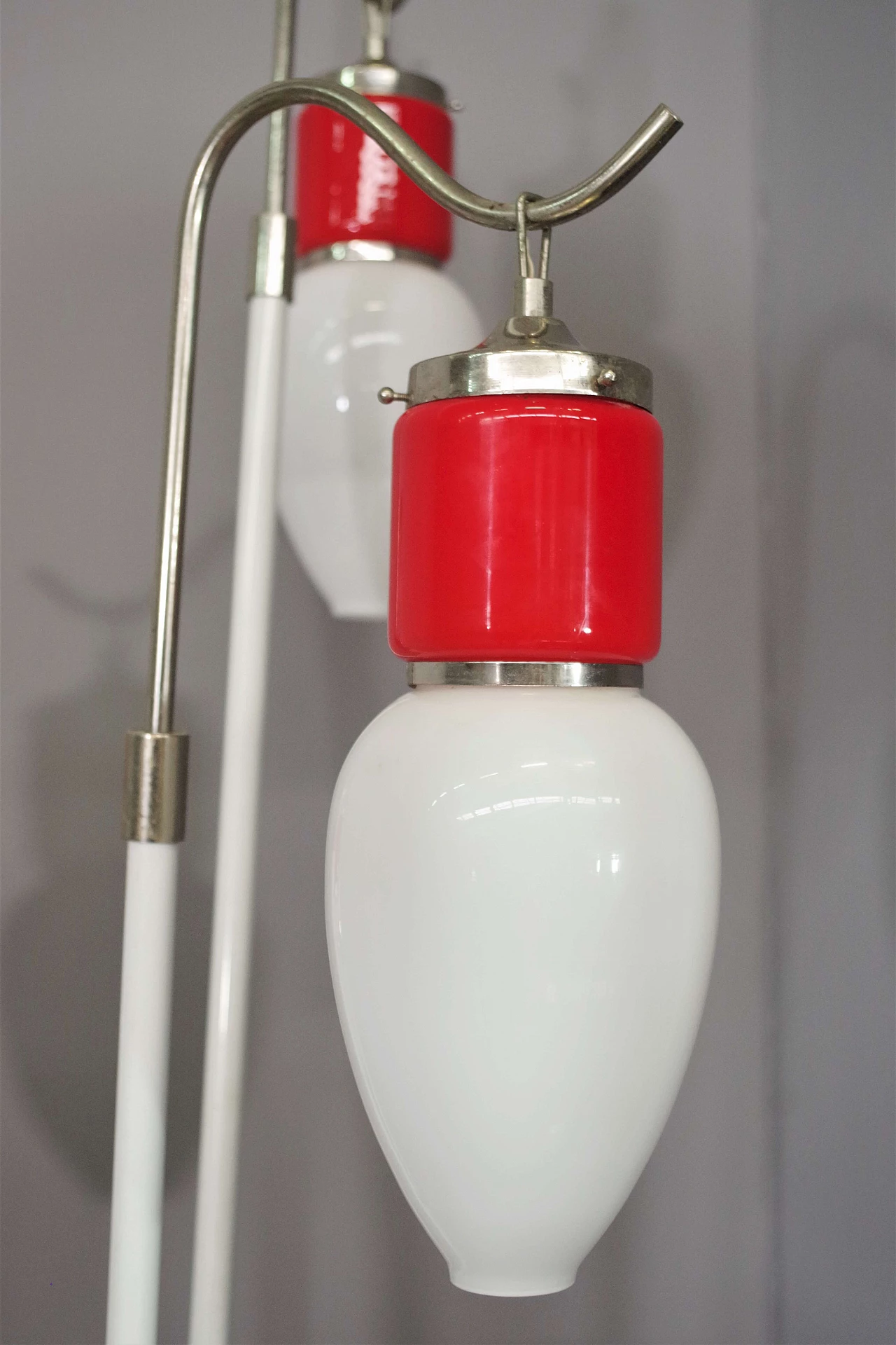 Three-light floor lamp in glass, metal and marble, 1970s 1